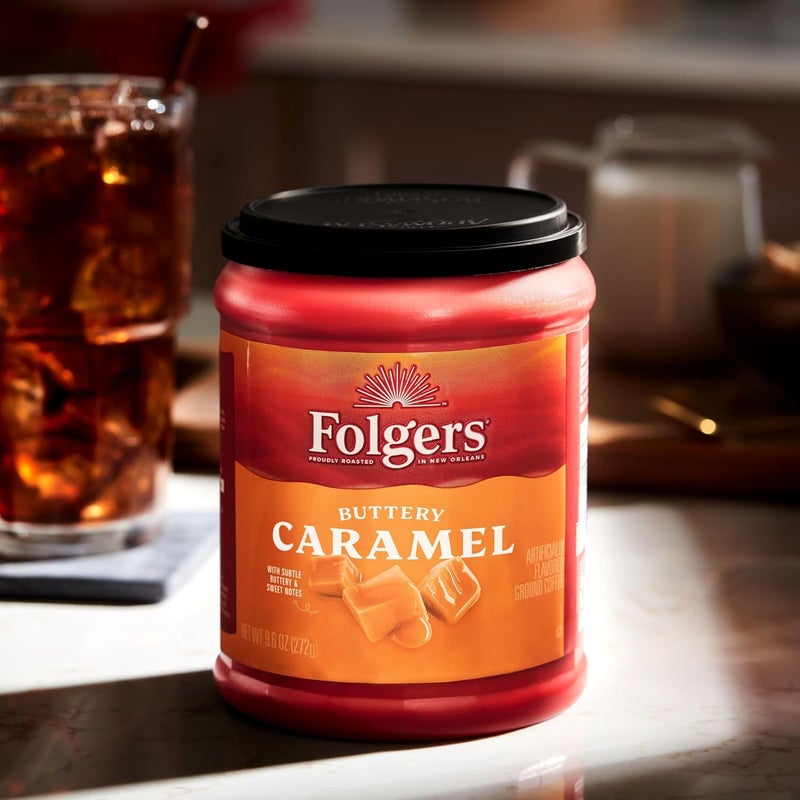 Folgers Buttery Caramel Flavored Ground Coffee, 9.6 Ounce Canister (Pack of 6) - Image 5